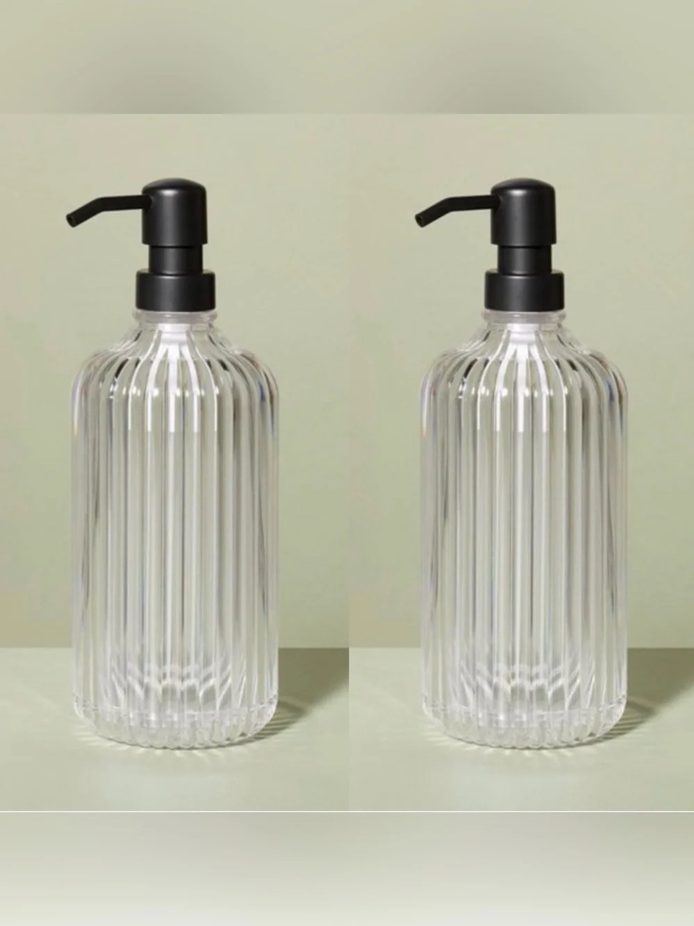 Hearth & Hand Clear Acrylic Refillable Dispenser Bathroom Accessory Set (2) NWT